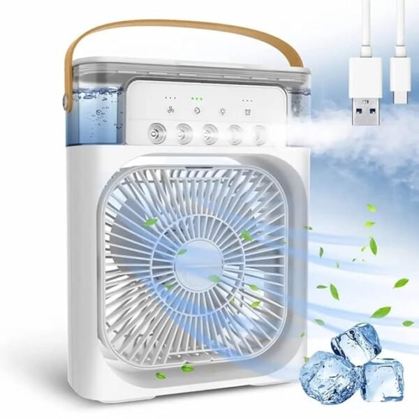 Portable Mini Air Cooler | 7-Color LED | Personal Cooling Fan