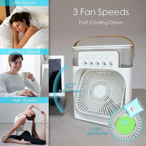 Portable Mini Air Cooler | 7-Color LED | Personal Cooling Fan